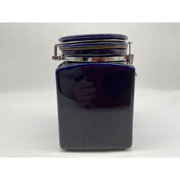 Starbucks Beehouse Cobalt Blue Coffee / Tea Canister With Silver Mermaid Logo - Picture 10 of 16